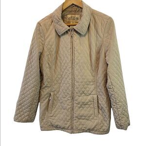 NEW YORK CLASSICS Tan Quilted Zip Up Lightweight Jacket Coat M